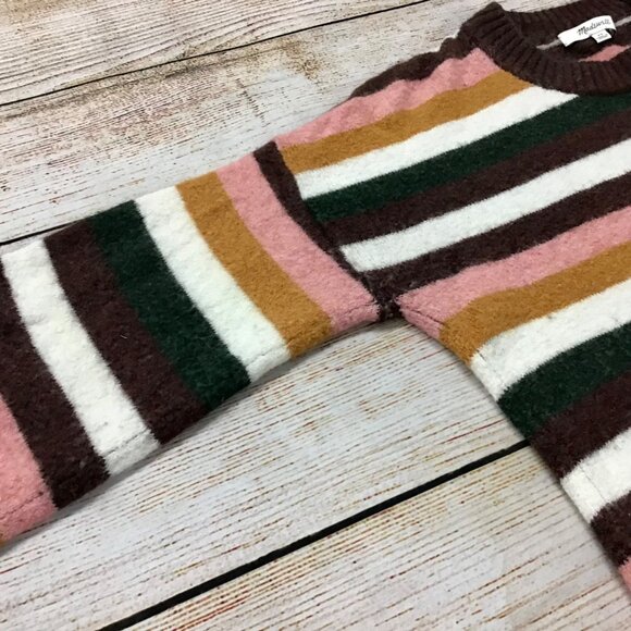 Madewell Striped Knit Pullover Sweater Merino Alpaca Wool Blend Size XS - Picture 6 of 13